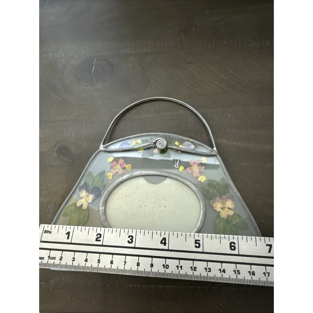 Vintage Pressed Spring Flowers Lead & Glass Picture‎ Frame 3